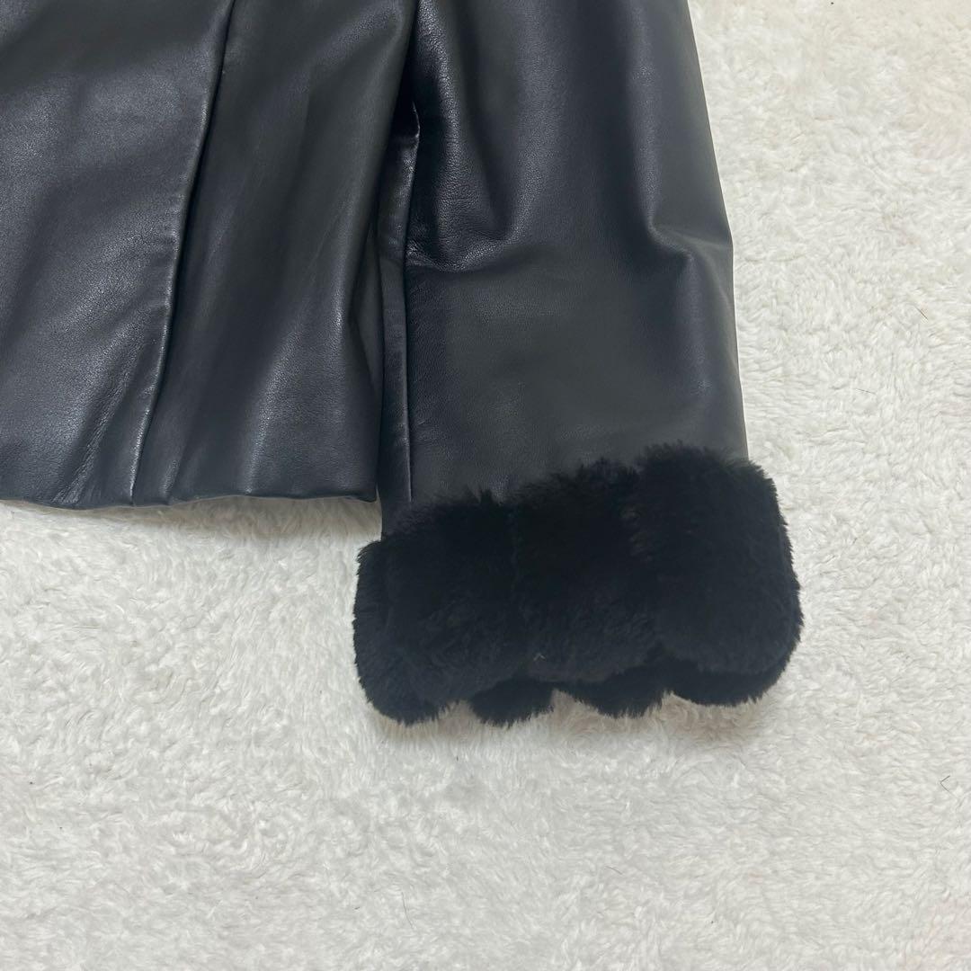 【美品】バルマン ヌートリアファー ラムレザージャケット ブラック Lサイズ