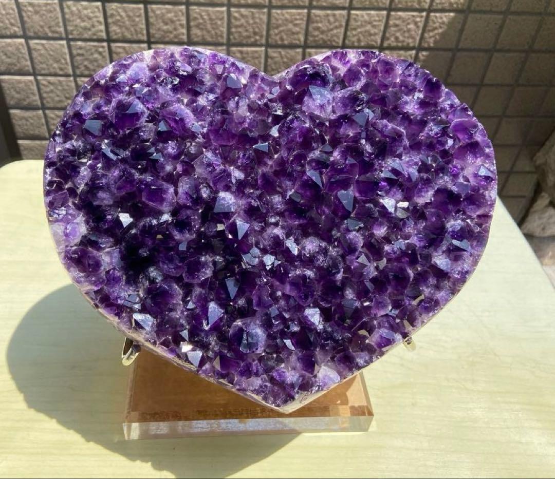 最高品質！ウルグアイ産⭐特大アメジストハートN163