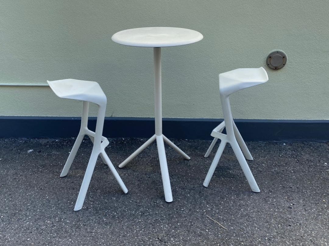 大阪★配送無料エリア有「S183」 PLANK MIURAテーブル&スツール2脚