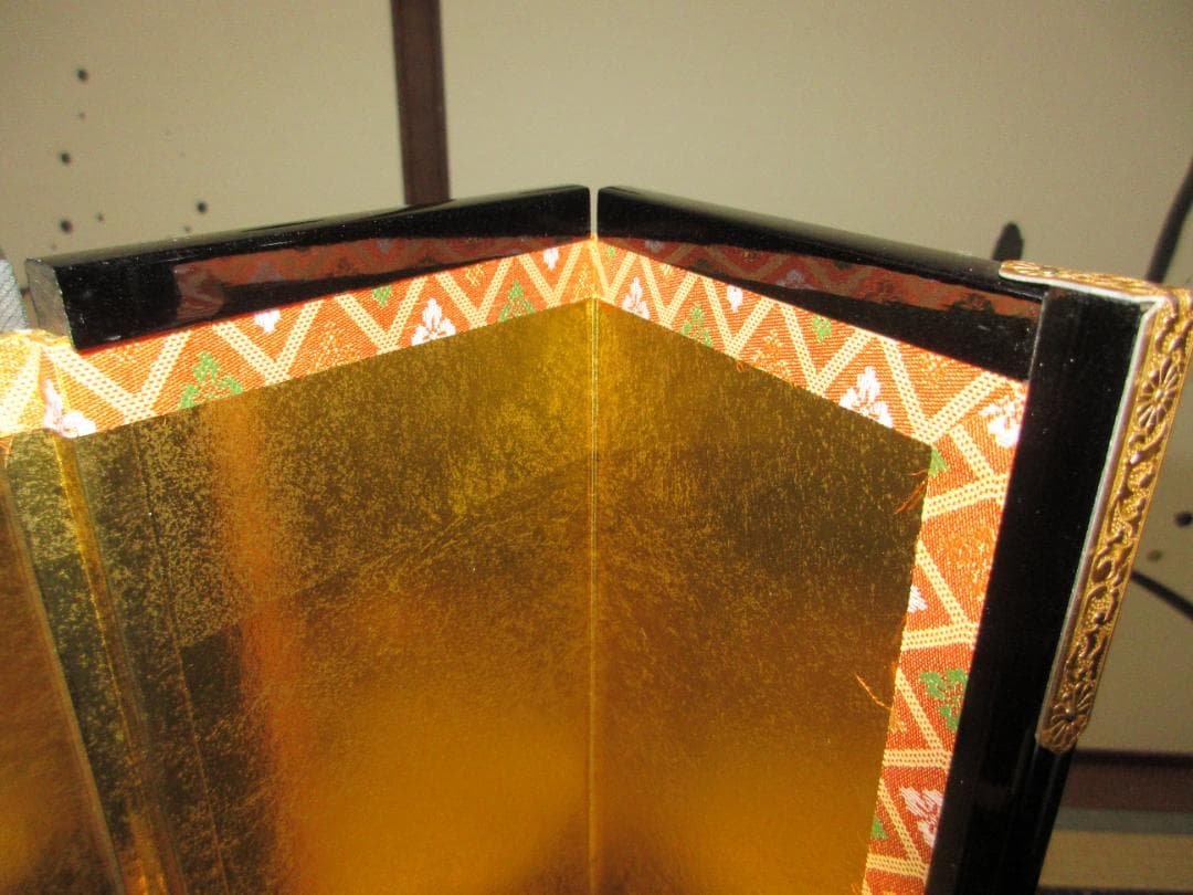 江戸ちりめん　檜扇　親王飾り　木目込み　金屏風