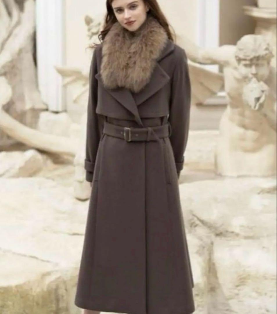 人気コート欠品無しNoela 2WAY カラーウールトレンチコート（茶） S