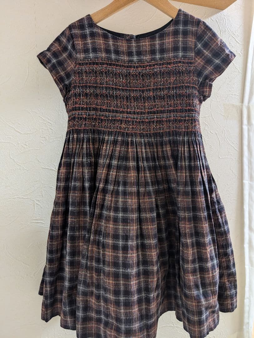 チェック柄 半袖ワンピース ボンポワン