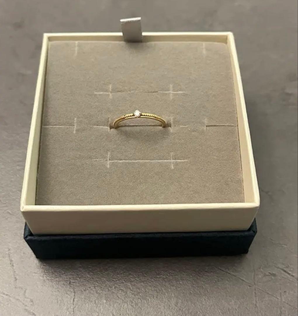 アガット　k10 ゴールドリング 一粒石 ダイヤ