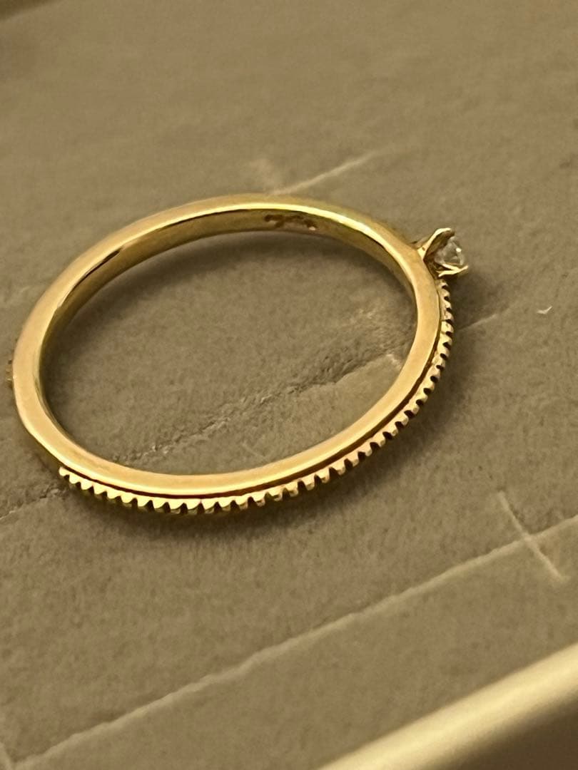 アガット　k10 ゴールドリング 一粒石 ダイヤ