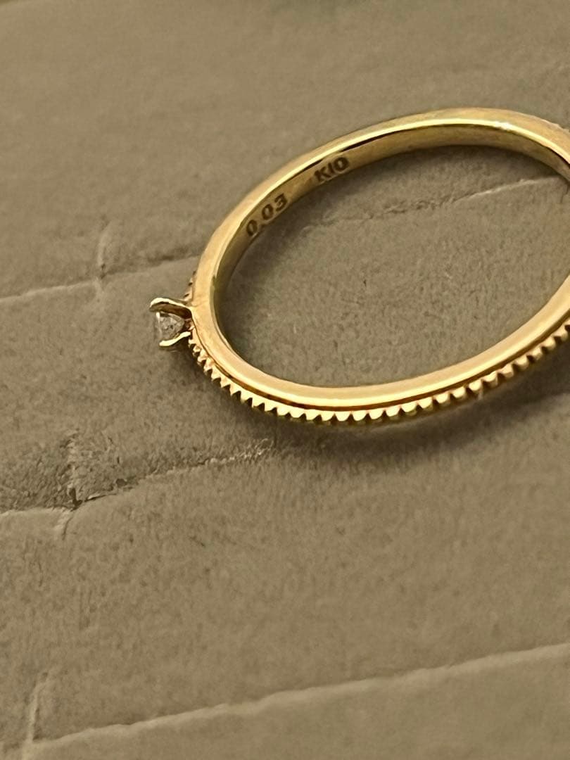 アガット　k10 ゴールドリング 一粒石 ダイヤ