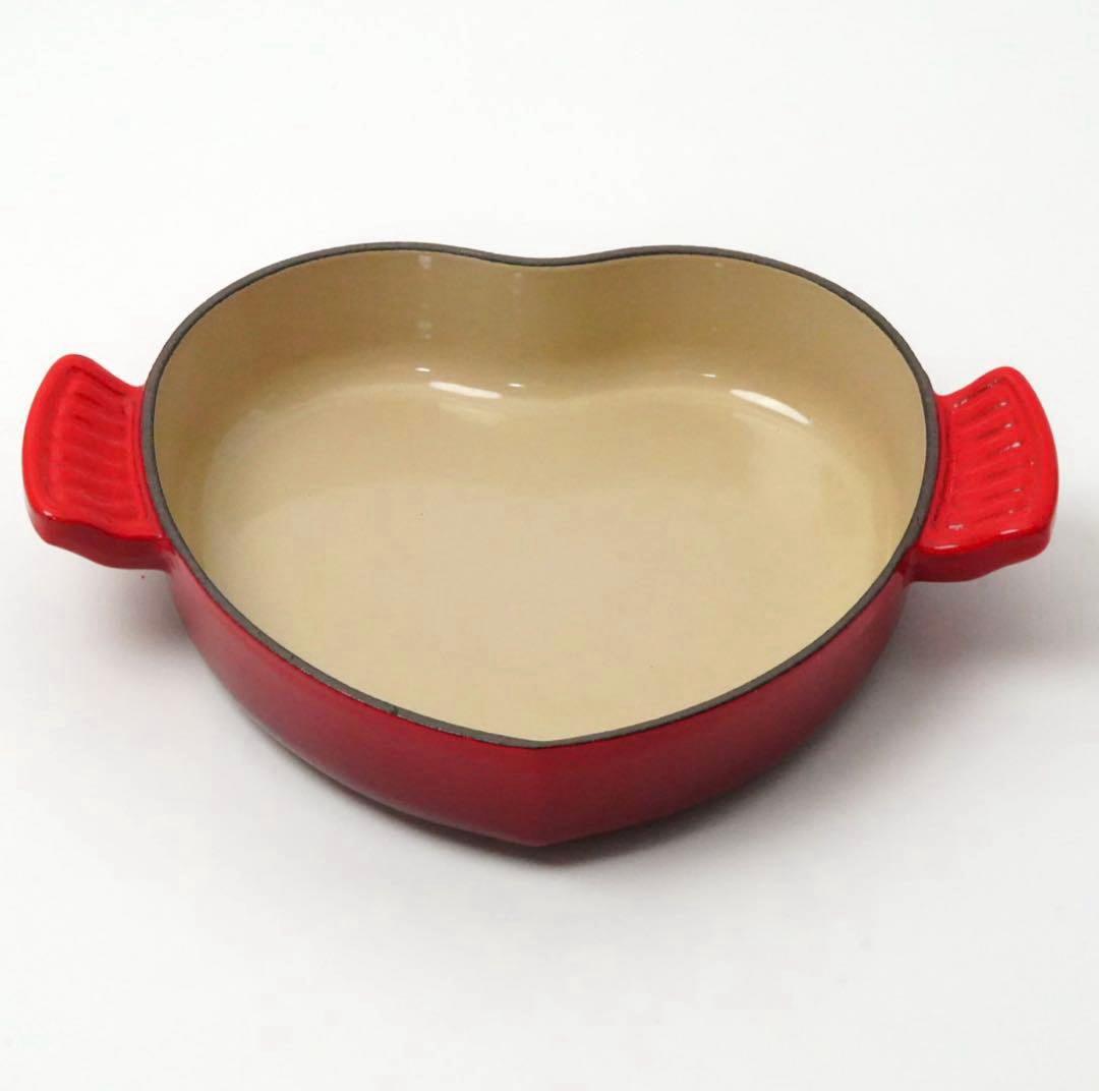【美品】LE CREUSET　プレートダムール チェリーレッド　18cm