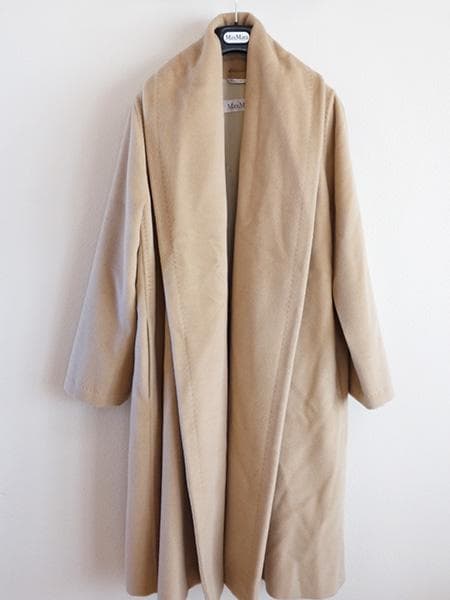 き*ん様 マックスマーラカシミアウールショールカラーベルテッドコート■38白タグ