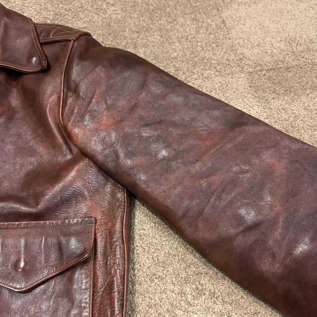 【美品】バズリクソンズ　A-2 サイズ38 ブロンコハイド　アニリン仕上