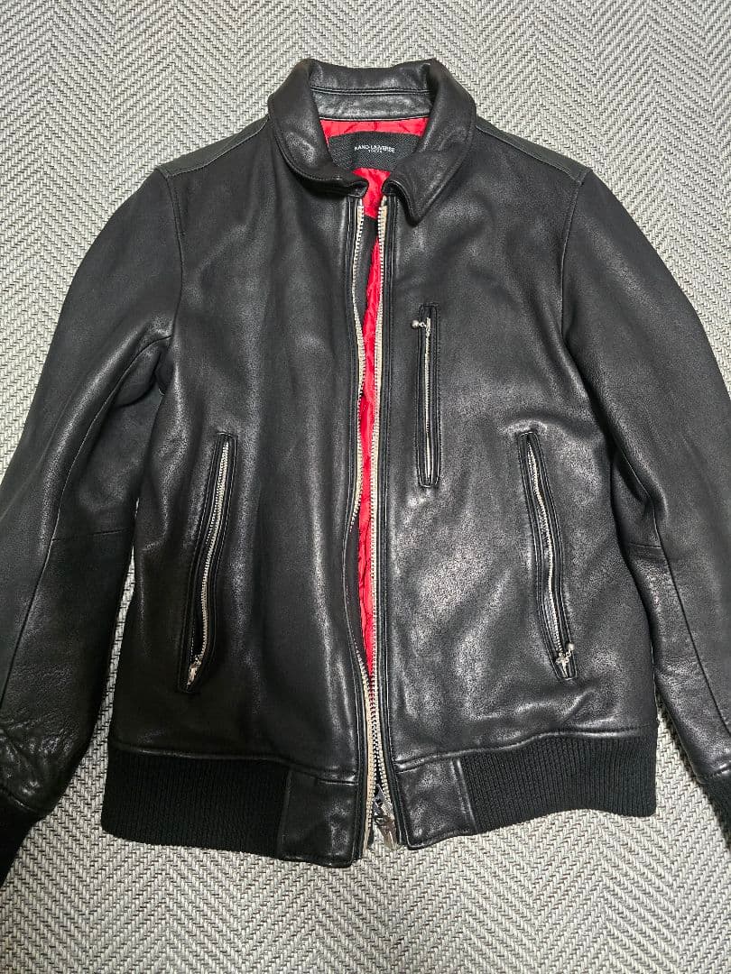 nano universe ブラックレザーシングルライダース　ナノユニバース