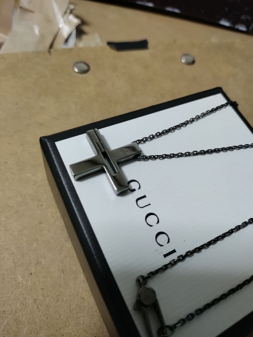 GUCCI グッチ シルバー925 Gクロスネックレス 高級感あり イタリア製