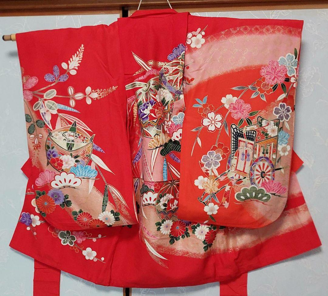 NA97.98アンティーク子供着物正絹七五三長襦袢付き着丈72センチ裄丈36セン