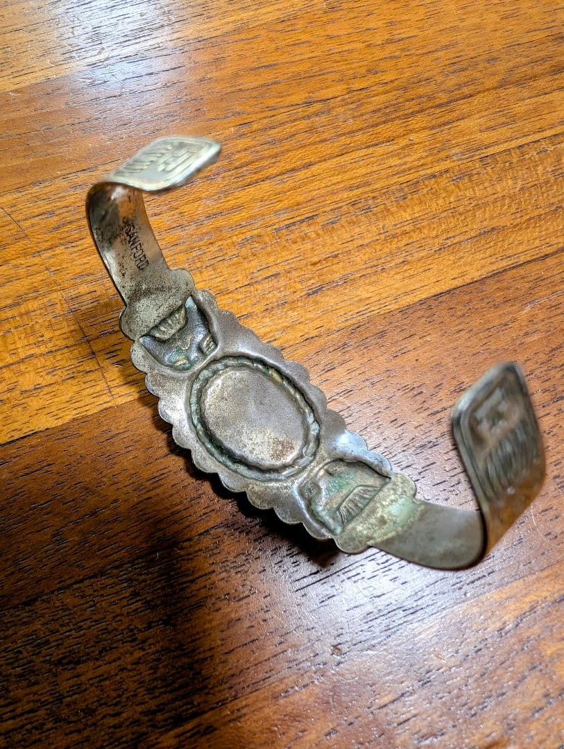 【希少】ナバホ族SANFORDターコイズシルバーバングル インディアンジュエリー