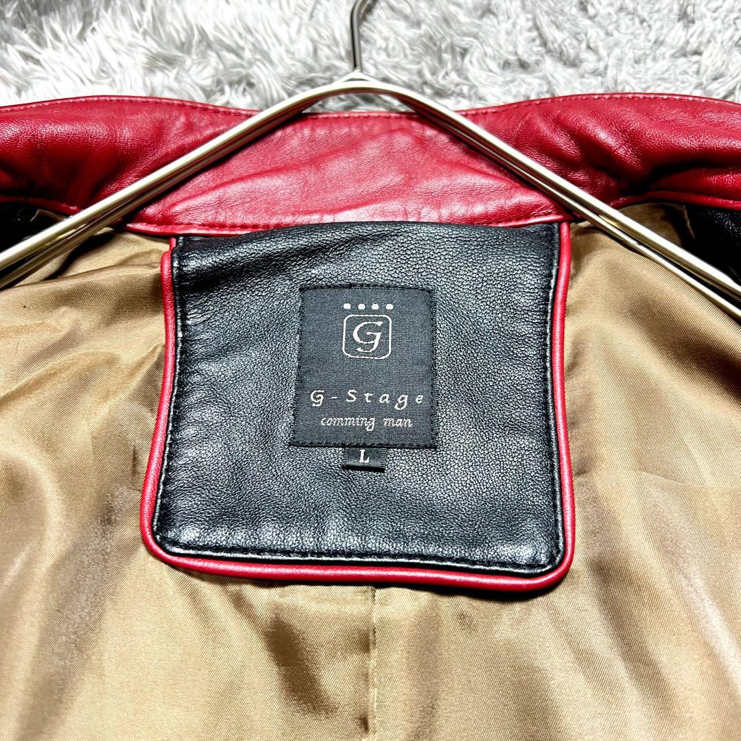 g-stage メンズ ラムレザー シングルライダースジャケット Lサイズ