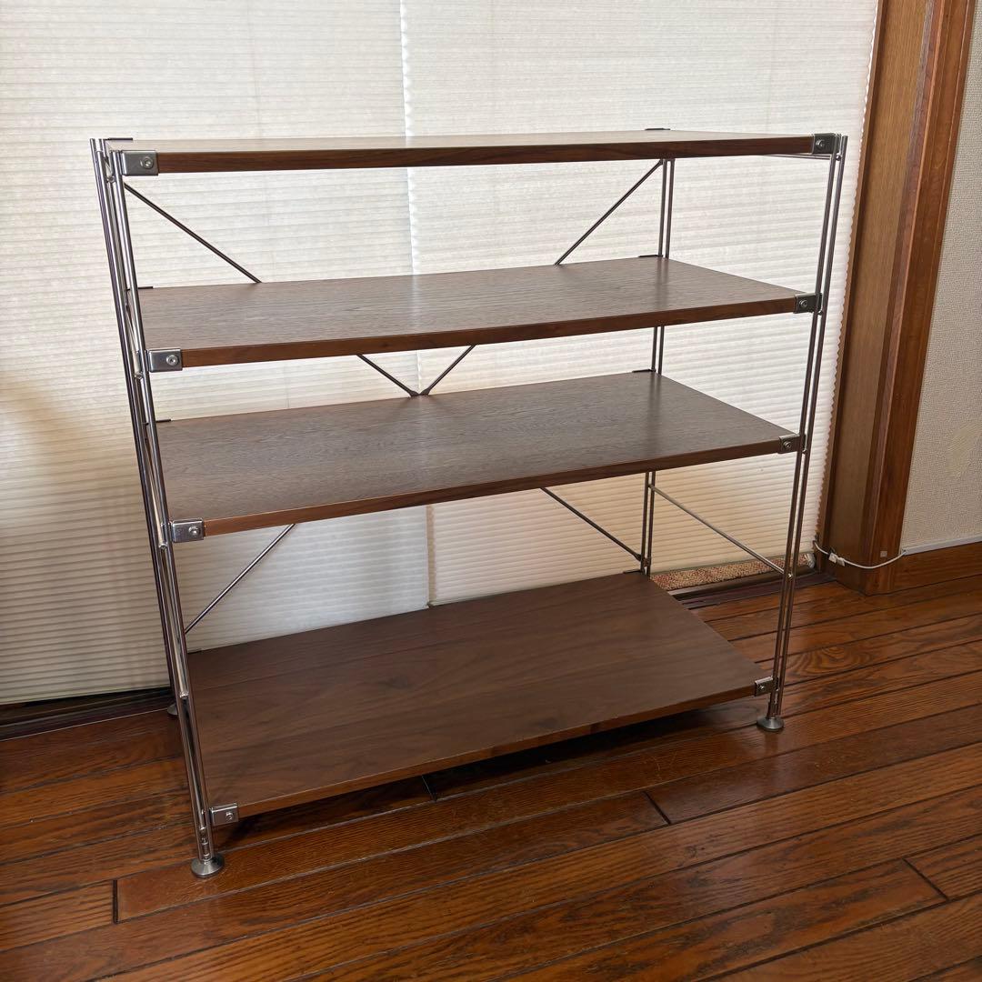 お値下げ中！無印 ユニットシェルフ ワイド 小 ウォールナット ＋追加棚1枚