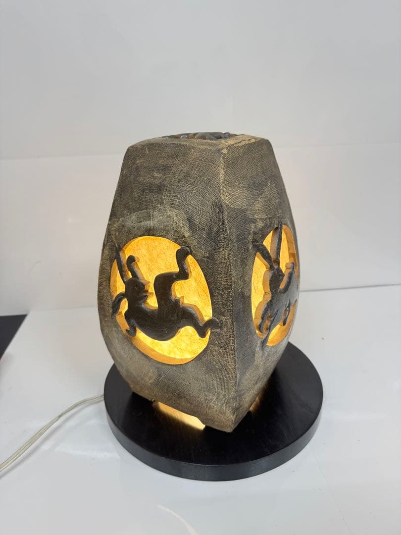 陶房 洛司庵 川添貞秀作 波佐見焼 うさぎ ランプ 行灯 陶器