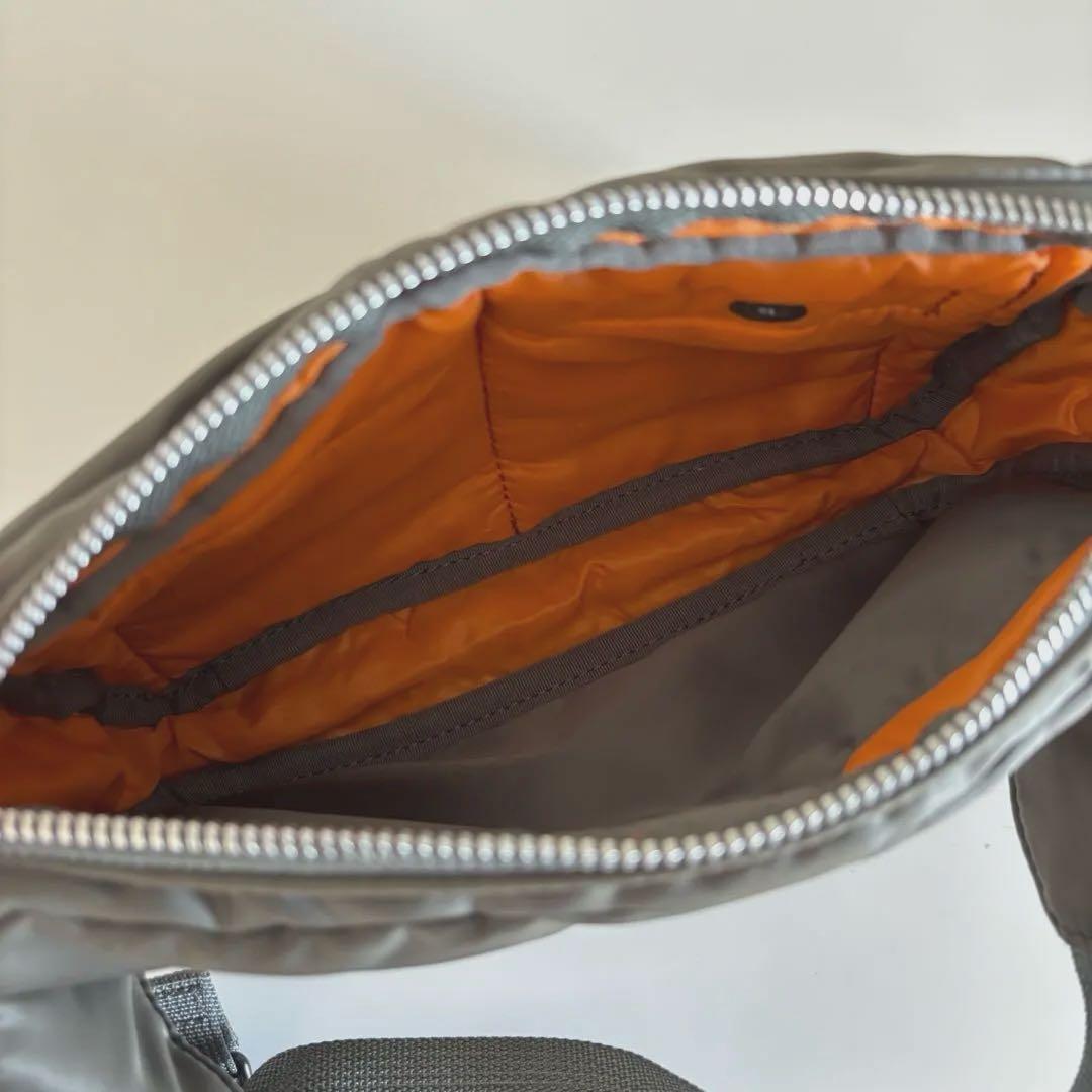 【美品】ポーター タンカー ボディバッグ コンパクト シルバーグレー