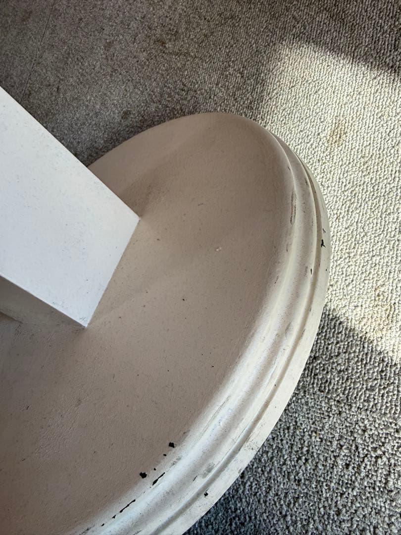 クラシック 木製 ペデスタルテーブル 白 花台 サイドテーブル 42cm