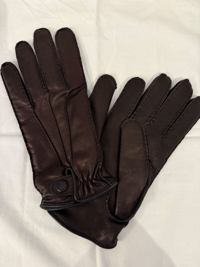 J.PRESS ゴートレザーカシミア裏地ダークブラウン レザー手袋
