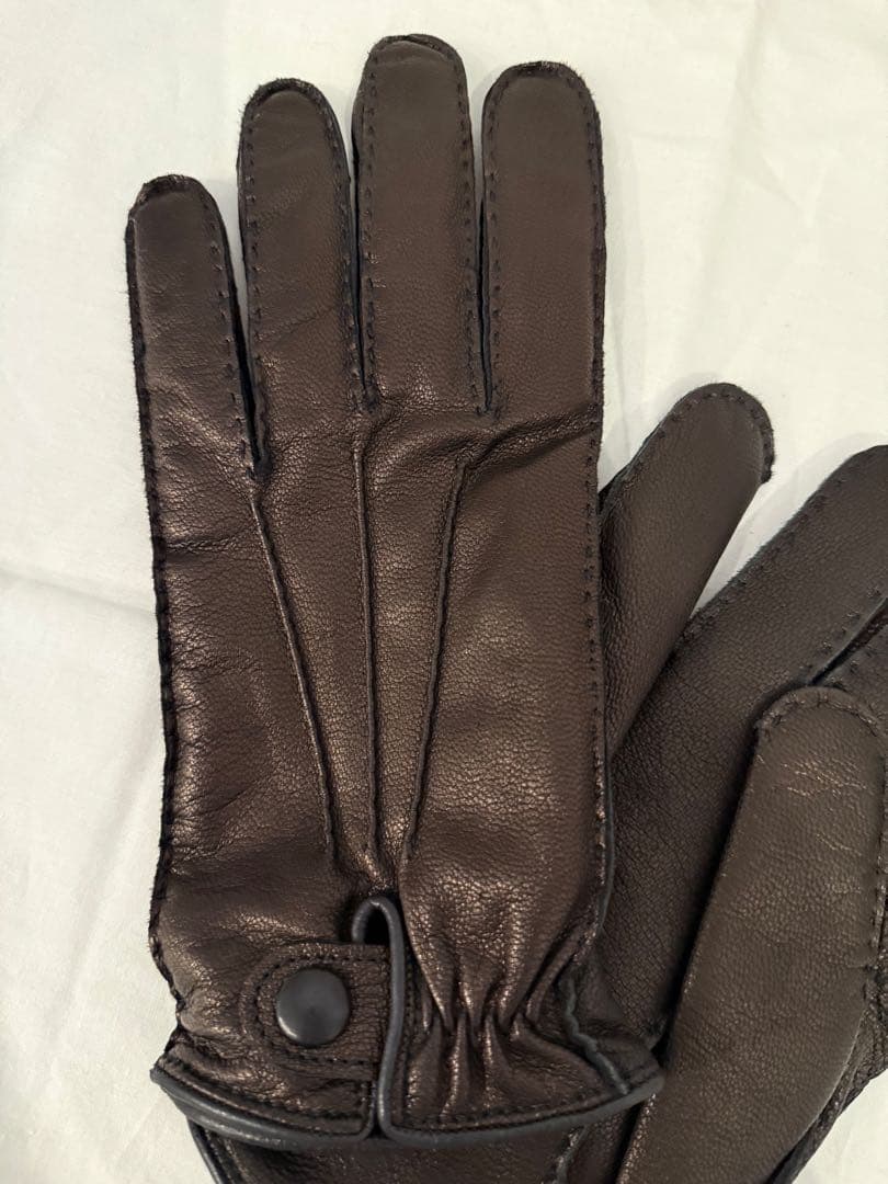 J.PRESS ゴートレザーカシミア裏地ダークブラウン レザー手袋
