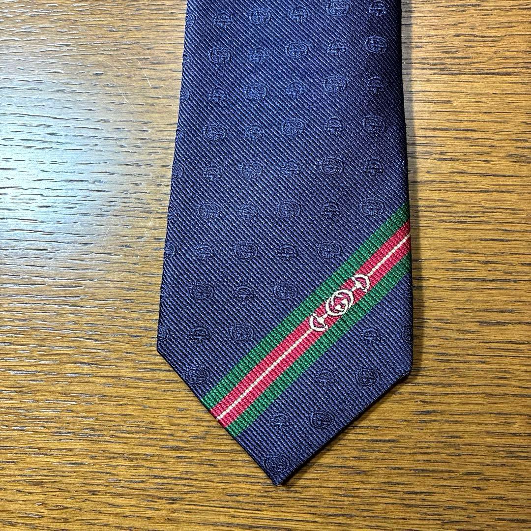 GUCCI グッチ 紺ネクタイ 蜂bee