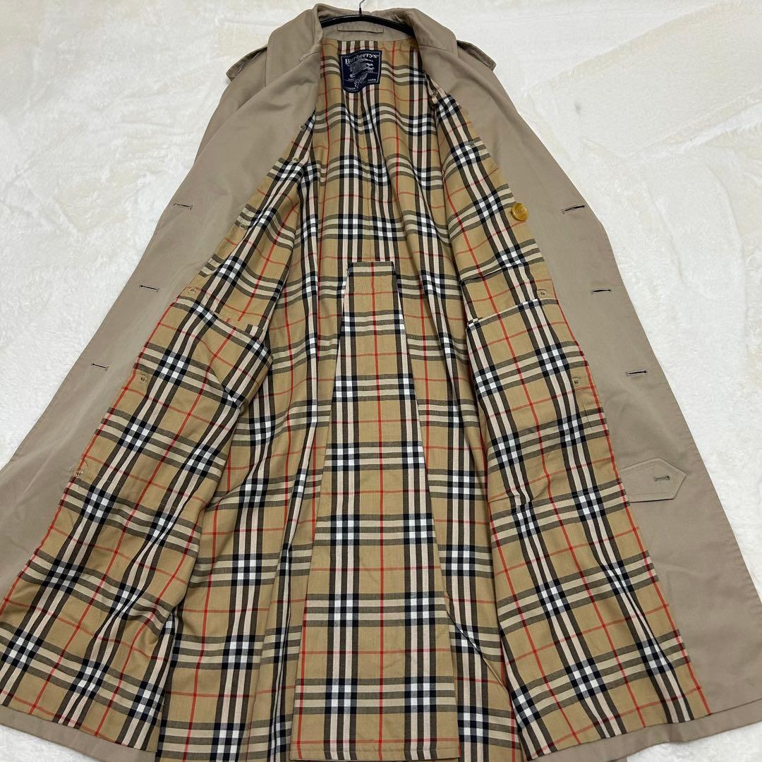 【美品】バーバリー トレンチコート ベージュ ロング丈 XL相当 ノバチェック