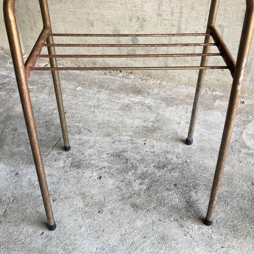 テーブル 机 ラック 台 棚付き アイアン シャビー 当時物 昭和レトロ