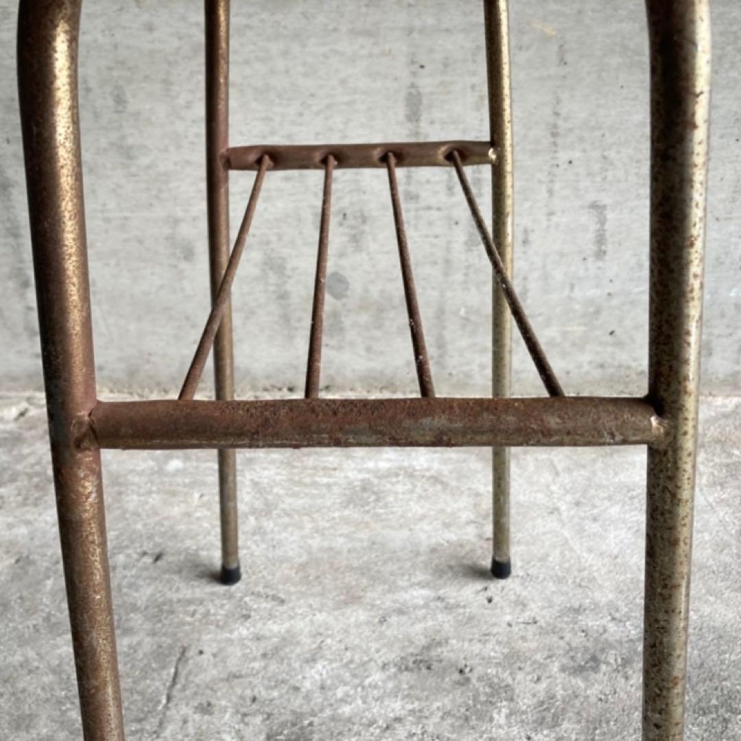 テーブル 机 ラック 台 棚付き アイアン シャビー 当時物 昭和レトロ