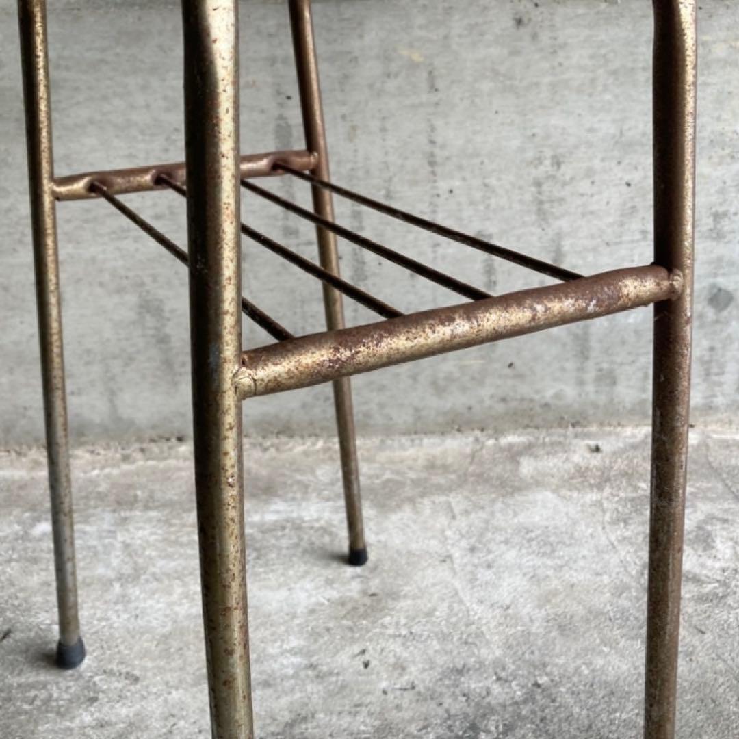 テーブル 机 ラック 台 棚付き アイアン シャビー 当時物 昭和レトロ