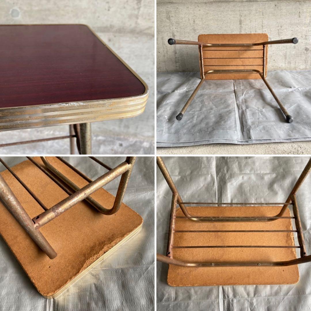 テーブル 机 ラック 台 棚付き アイアン シャビー 当時物 昭和レトロ