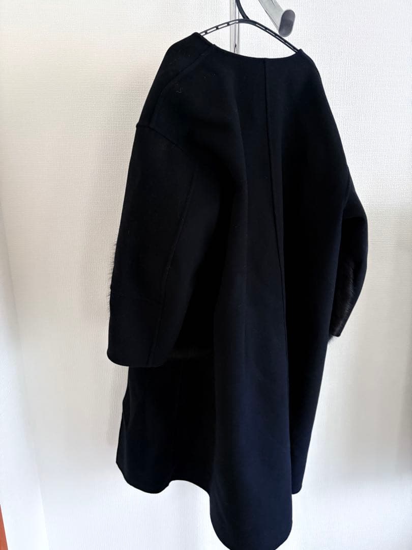 最終値下げ　DRAWER ケヌキファーポケットノーカラーコート　ブラック　34