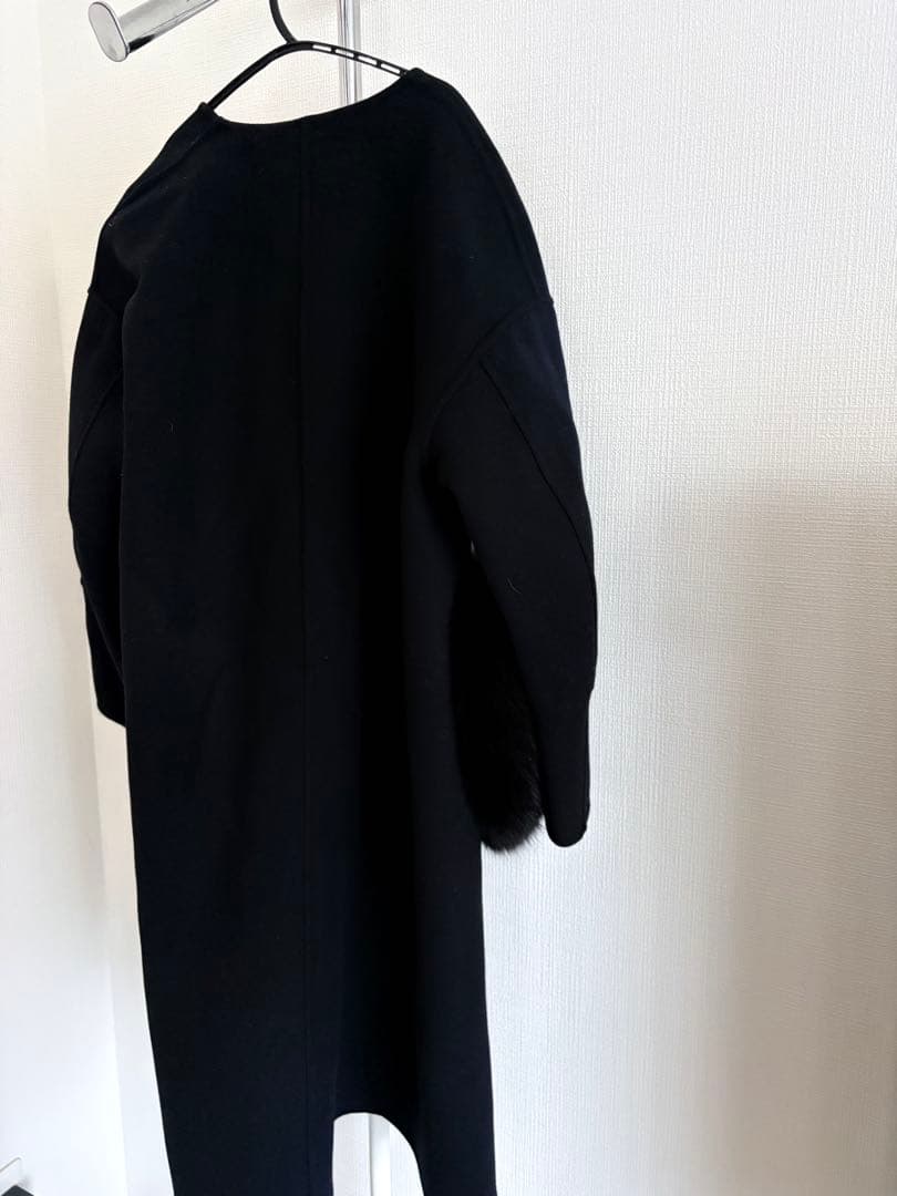 最終値下げ　DRAWER ケヌキファーポケットノーカラーコート　ブラック　34