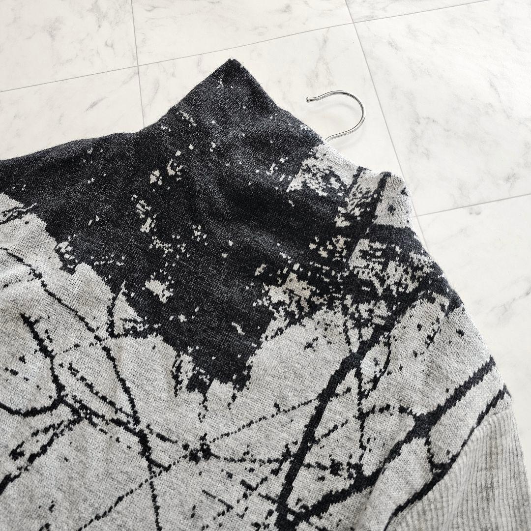 芽風 メフウ センソユニコ 変形 アシンメトリー 総柄 ニット プルオーバー