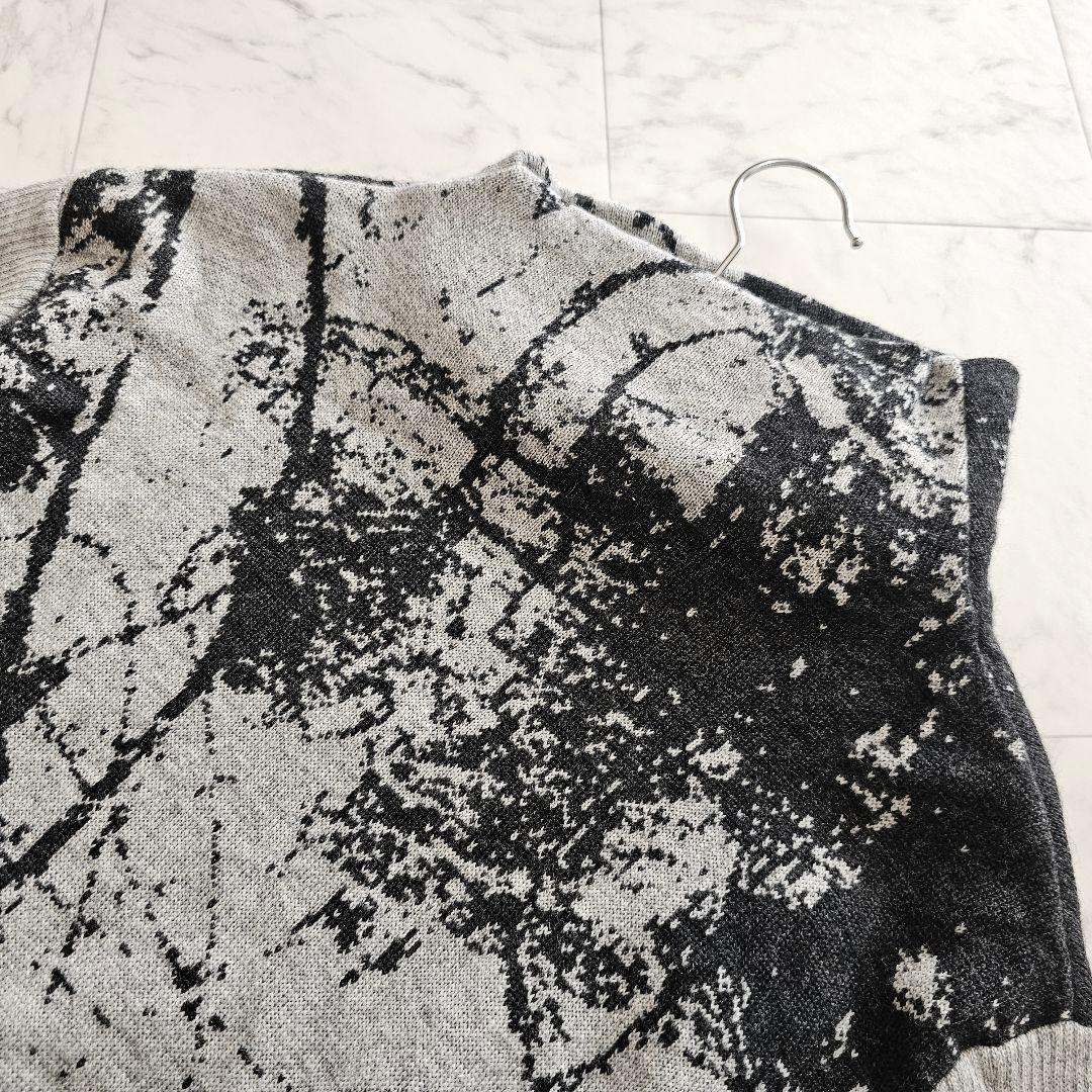 芽風 メフウ センソユニコ 変形 アシンメトリー 総柄 ニット プルオーバー