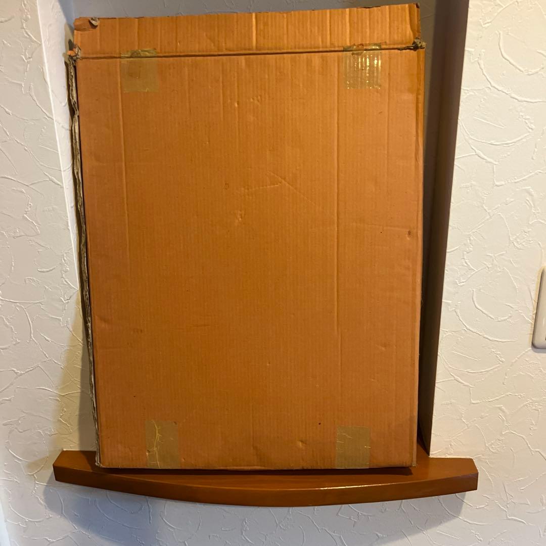 ホワイト楕円形壁掛け鏡　アンティーク