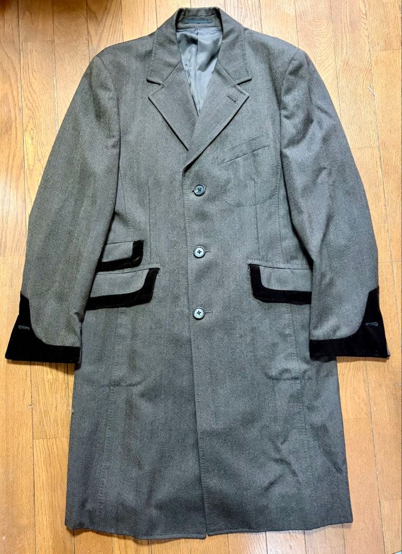 ポールスミス ロンドン ヘリンボーン×ベルベット 英国クラシック ロングコート