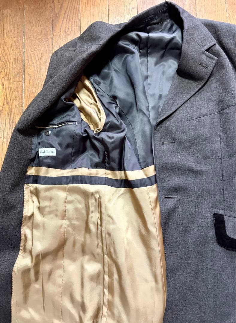 ポールスミス ロンドン ヘリンボーン×ベルベット 英国クラシック ロングコート