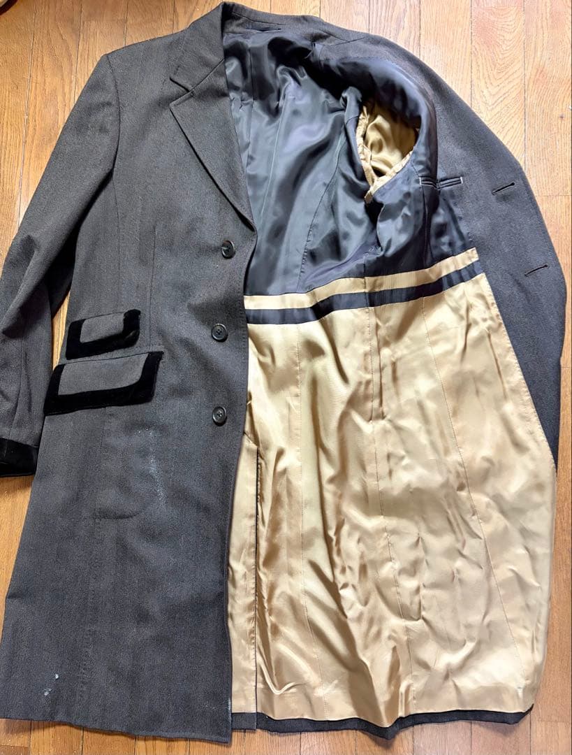 ポールスミス ロンドン ヘリンボーン×ベルベット 英国クラシック ロングコート