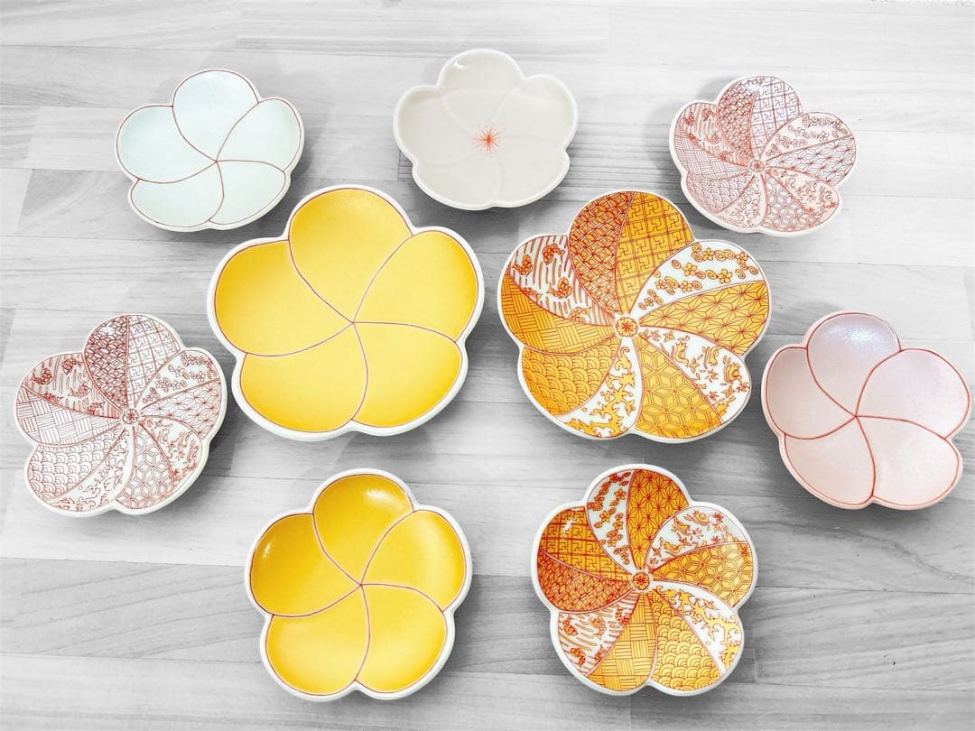 有田焼　幸楽窯　錦捻梅形小銘々皿　小皿　9点セット