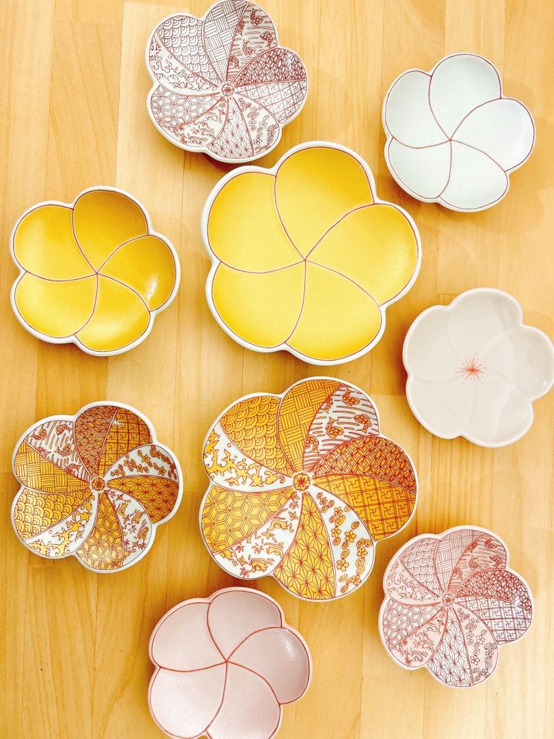 有田焼　幸楽窯　錦捻梅形小銘々皿　小皿　9点セット