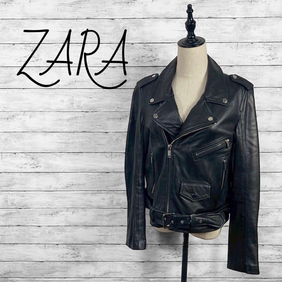 ザラウーマン ラムレザー ダブルライダースジャケット ブラック 本革 XL