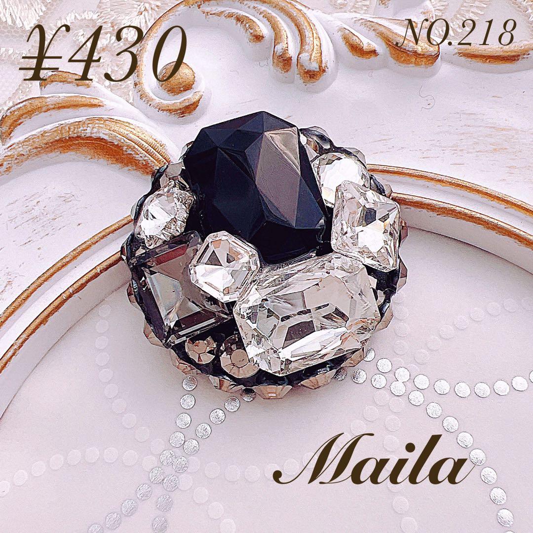 再販218ブラックビジュー　キッズヘアゴム　ヘアアクセサリー　￼くるみボタン