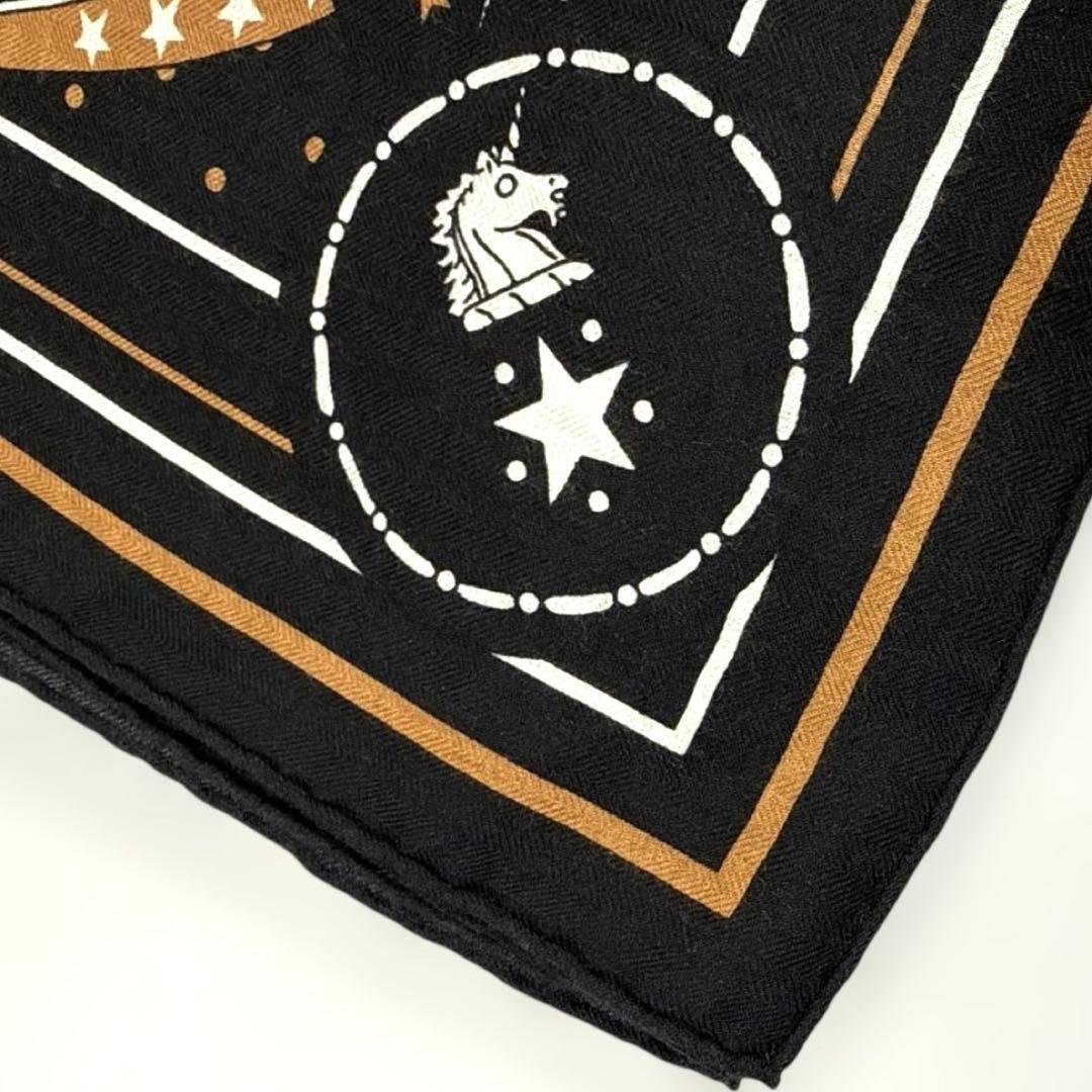 【HERMES】カレジェアン 140 朝の散歩 バンダナ ノアール カシシル 黒