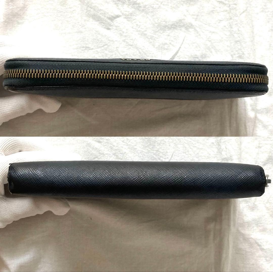 人気　プラダ　長財布　メタルロゴ　サフィアーノレザー　ラウンドジップ　紺色