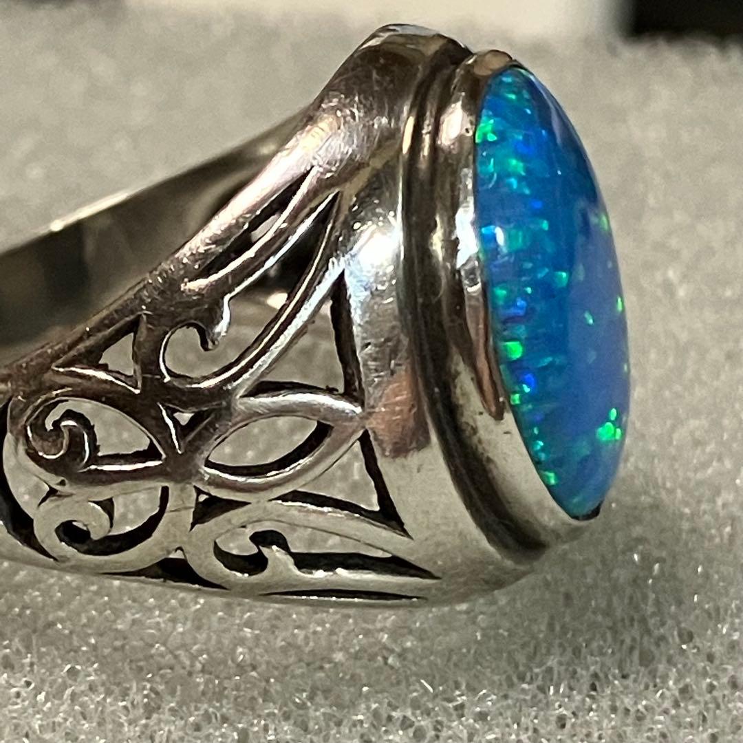 オパール SILVER 925 指輪 シルバーリング 17号