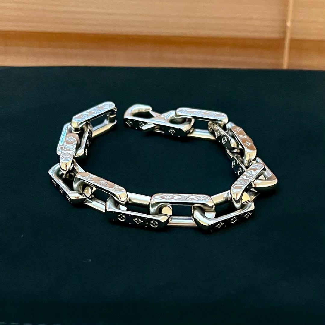 【正規品】ヴィトン ブレスレット コリエ チェーンモノグラム メタルシルバー