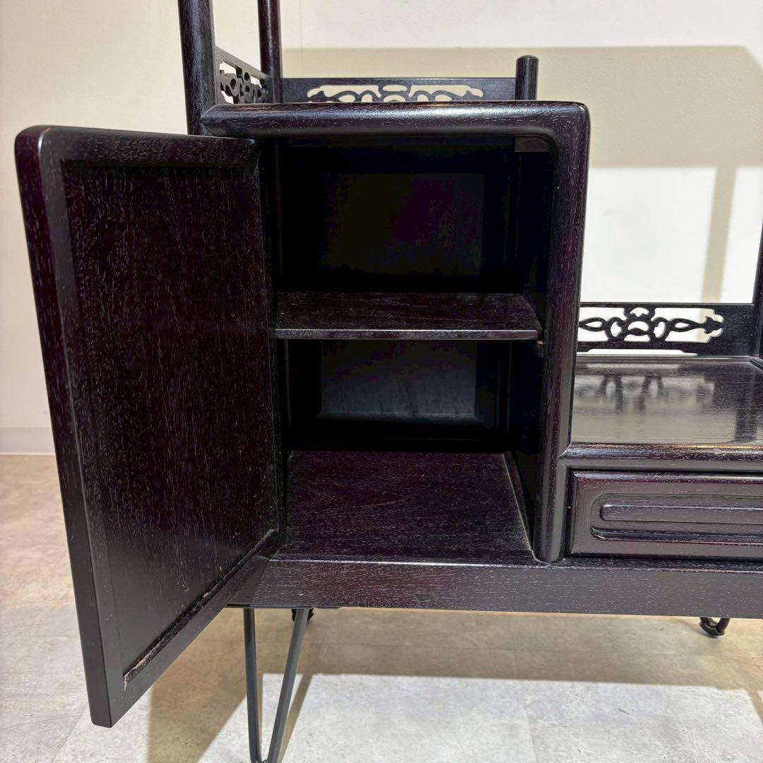 脚付茶棚　唐木　リメイク家具　和家具　時代家具　和モダン　ミニ茶棚　茶箪笥