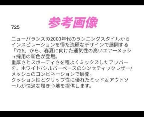 ニューバランス 725 ホワイト/シルバー スニーカー　23.5