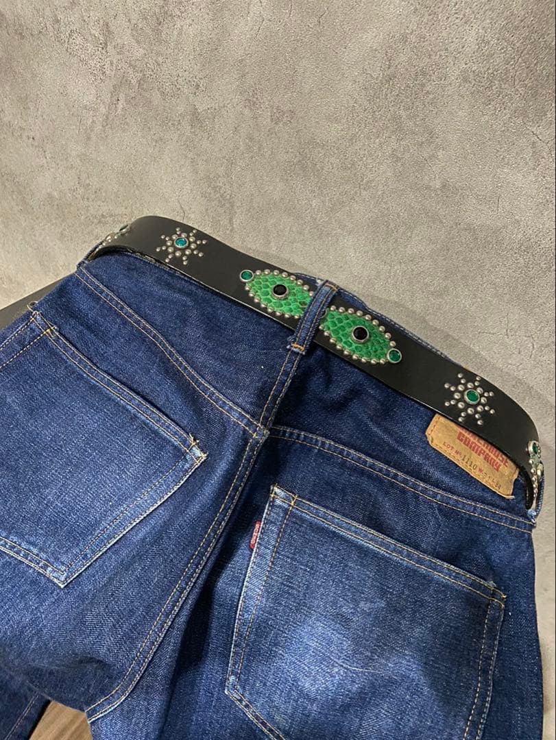 010 本革 W36 スタッズ ベルト ビンテージ ヴィンテージ HTC