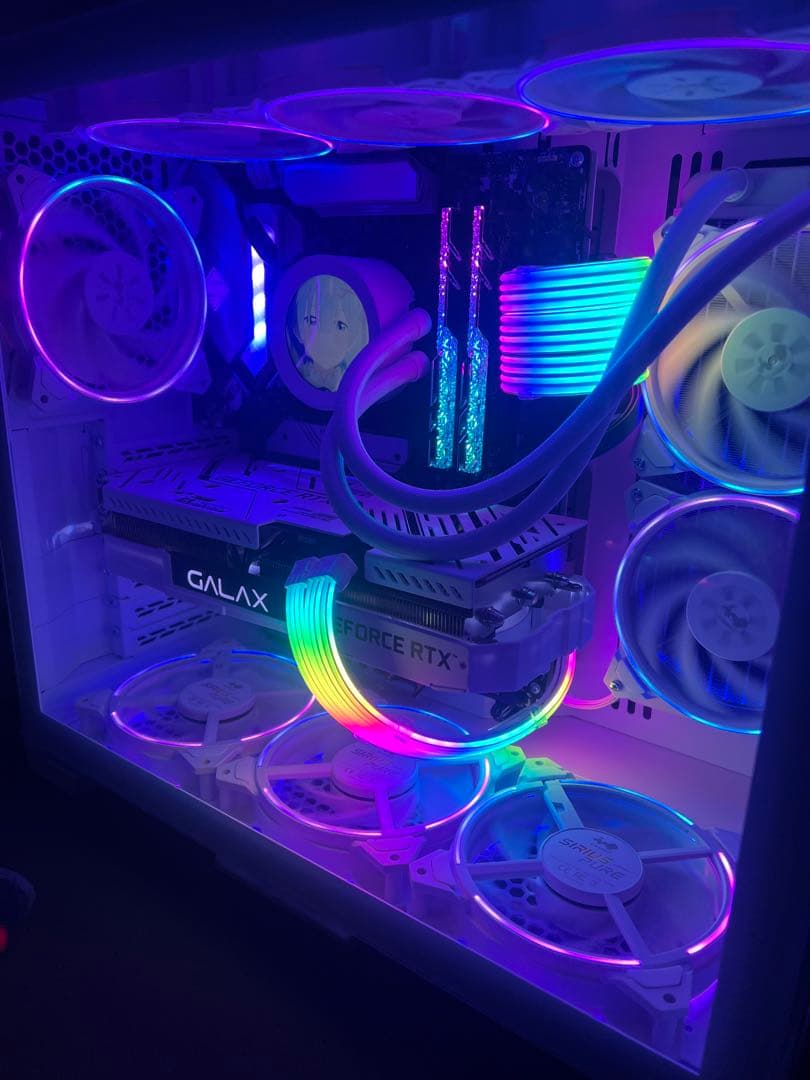 ホワイト RGB LED ミドルタワーPCケース