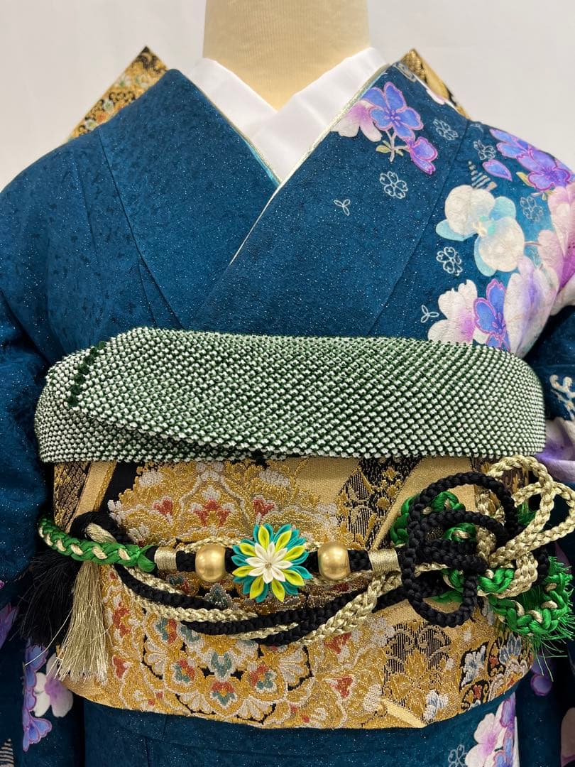 振り袖　フルセット　成人式　長襦袢付　金彩　刺繍　銀通し　ゆったりサイズ　652